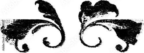 Ornate black and white symmetrical corner stencil illustration for decorative art and design