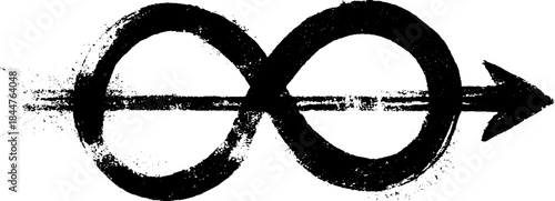 Black and white abstract arrow loops stencil illustration for urban art design