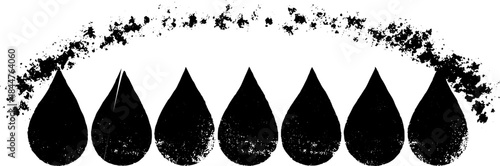 Black and white teardrop cluster stencil illustration for artistic design