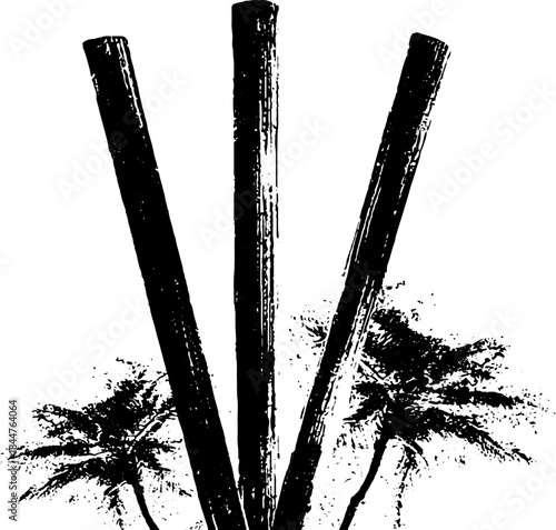 Black and white stencil artwork of tapered reed diffuser for aromatherapy design