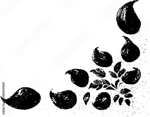 Black and white teardrop decor stencil illustration for artistic design