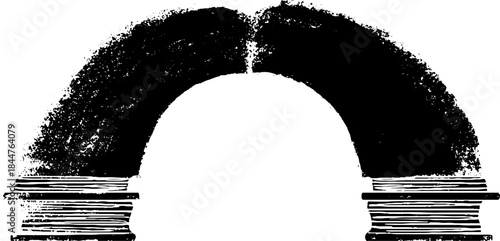 Monochrome stencil illustration of thick binder spine with textured grunge effect
