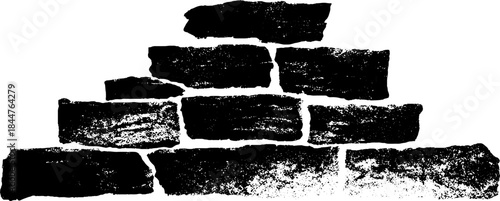 Black and white stencil illustration of uneven block segments for urban art design