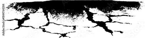 Black and white urban rooftop stencil art with tar texture for graphic design