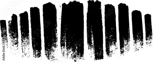Black and white stencil illustration of vertical paint streaks for urban design