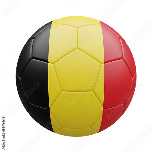 3D Render of a Soccer Ball in the Colors of the Belgian Flag (Black, Yellow, and Red), Representing Football, Sports, Team Spirit, and National Pride.