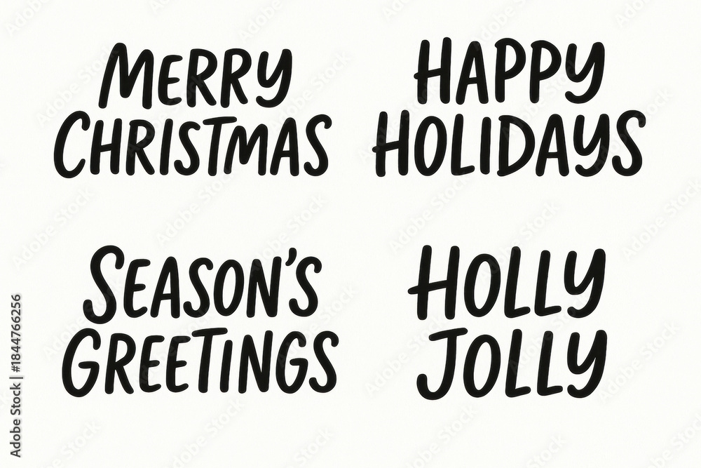 Obraz premium Christmas lettering set with brush calligraphy phrases on transparent background for holiday greeting cards and design 
