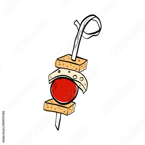Hand-drawn appetizer tapas illustration, canape, finger food in Mediterranean style. Ideal for bar menus, finger-food branding, and modern restaurant visuals