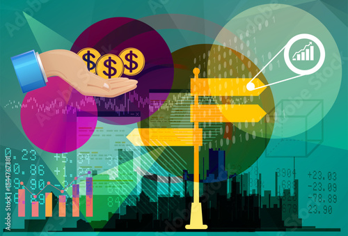 Business Planning and Strategy Abstract - Stock Illustration