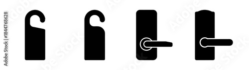Collection of door hangers and door handles icons representing hotel amenities