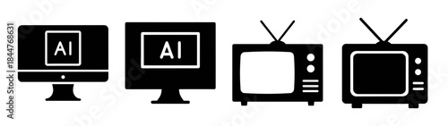 The evolution of technology from old televisions to new monitors with artificial intelligence