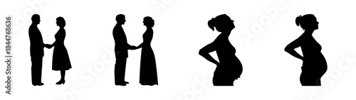 The stages of creating a family from couplehood to pregnancy silhouettes