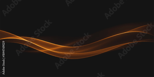 Abstract blue light wave design, dynamic flowing energy smoke lines on a black backdrop. tech, line, illustration, color, waves, flow, wavy