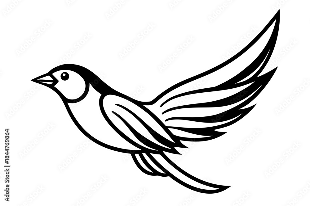 Obraz premium Solfeather bird line art white background