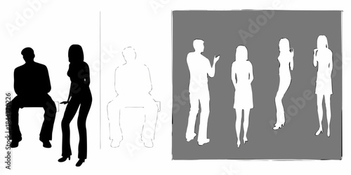 Silhouettes of people in various poses showcasing different visual representations