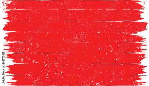 Red Brush Stroke, Speckled Texture . Distress Grunge background . Scratch, Grain, Noise, paint brush . Red roller paint with light noise texture.Printing relief background .Transparent vector. 