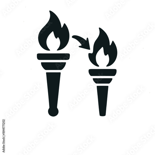 Icon "Mentorship": One torch lighting another torch.