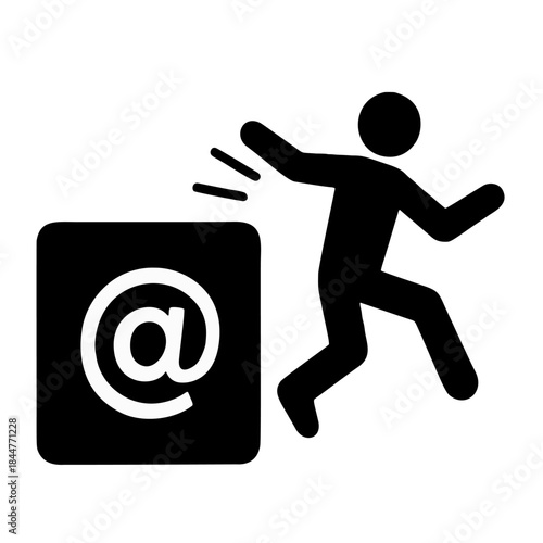 Icon "De-Platforming / Account Restriction" - A silhouette of a person being pushed off a social platform (a box with an "@" icon).