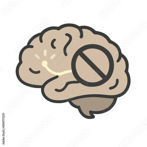 Icon "Dopamine Fasting" - A brain with a reward pathway (glowing) intentionally cut off/dimmed.