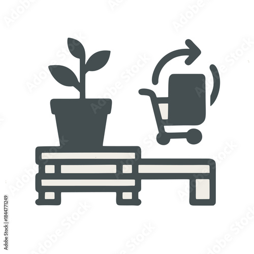 Icon "Tactical Urbanism" - Movable planters and benches (made from pallets) for testing public spaces.