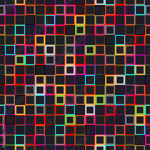 
Seamless vector background. An abstract geometric pattern featuring a colorful ornament of small, multicolored squares. Perfect for adding a vibrant, expressive style to your designs.