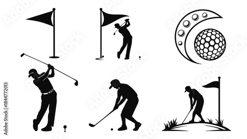 icon golf club and golf ball. Golf Action Illustrations