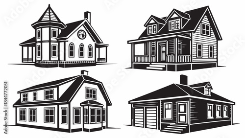 vector illustration of a house,icon Nautical Vintage Illustrations