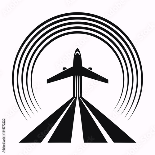 icon plane taking off, Retro Flight Logo Design