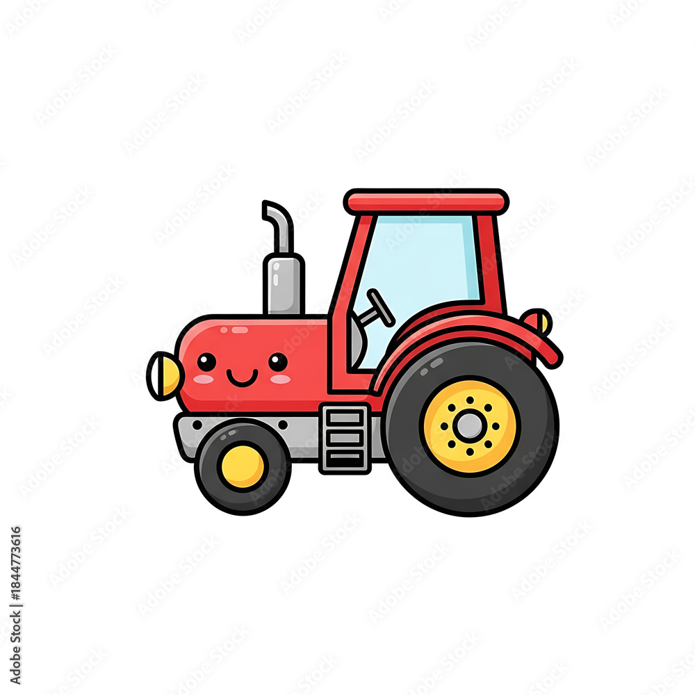 Obraz premium Red Cute Tractor.