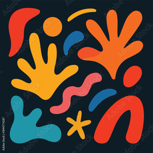 Colorful Abstract Shapes on Dark Background