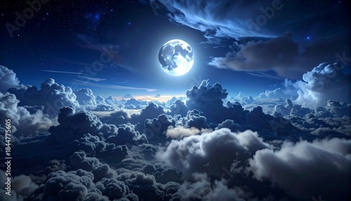 the moon above the beautiful clouds