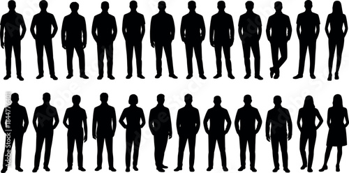 Silhouette People Group Standing Poses
