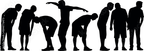 Silhouettes of People Exercising