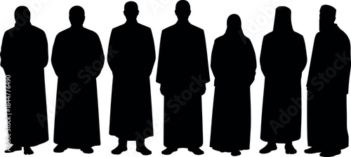 Silhouettes of People in Traditional Attire