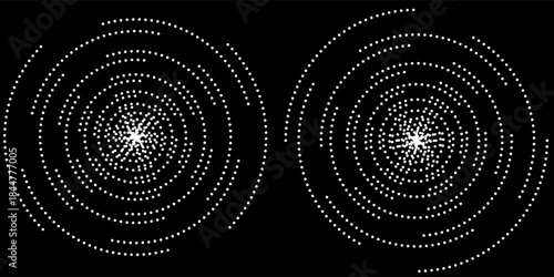 Halftone circular dotted frame set. Circle dots isolated on white background. Logo design element for medical, care, cosmetics. Round the border using halftone circle dots black and white MODERN