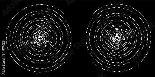 Halftone circular dotted frame set. Circle dots isolated on white background. Logo design element for medical, care, cosmetics. Round the border using halftone circle dots black and white MODERN