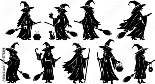 Witch silhouettes, Halloween witch silhouettes, Halloween witches, Female witch silhouettes, Witch, Witch