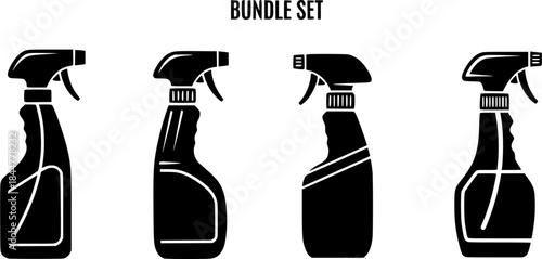 Spray bottle silhouette, Spray bottle, Cleaner spray silhouette, Water spray silhouette, Spray head silhouette, Cleaning spray bottle icon, Spray bottle Bundle