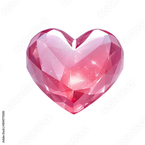 Heart-shaped gemstone decor crystal style, isolated on transparent background