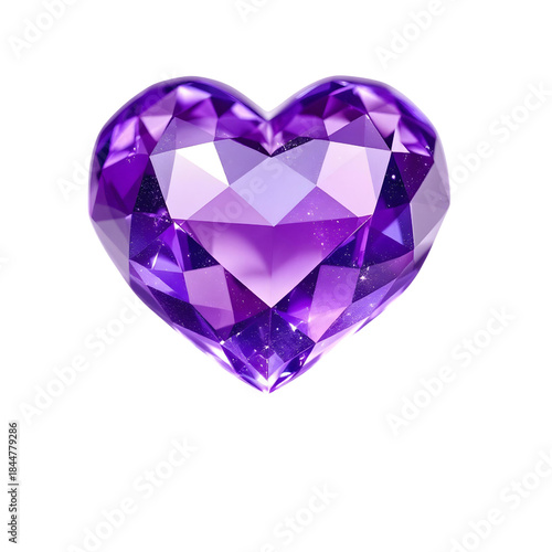 Heart-shaped gemstone decor crystal style, isolated on transparent background