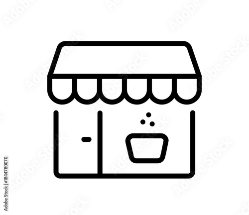 Coffee shop, coffee maker icon, vector flat black outline illustration