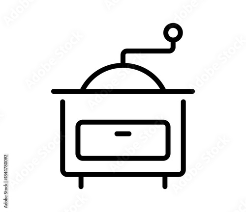 Coffee grinder, coffee maker icon, vector flat black outline illustration
