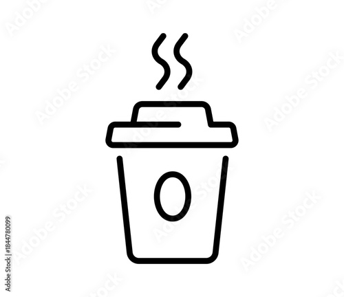 Coffee or tea cup icon, vector flat black outline illustration