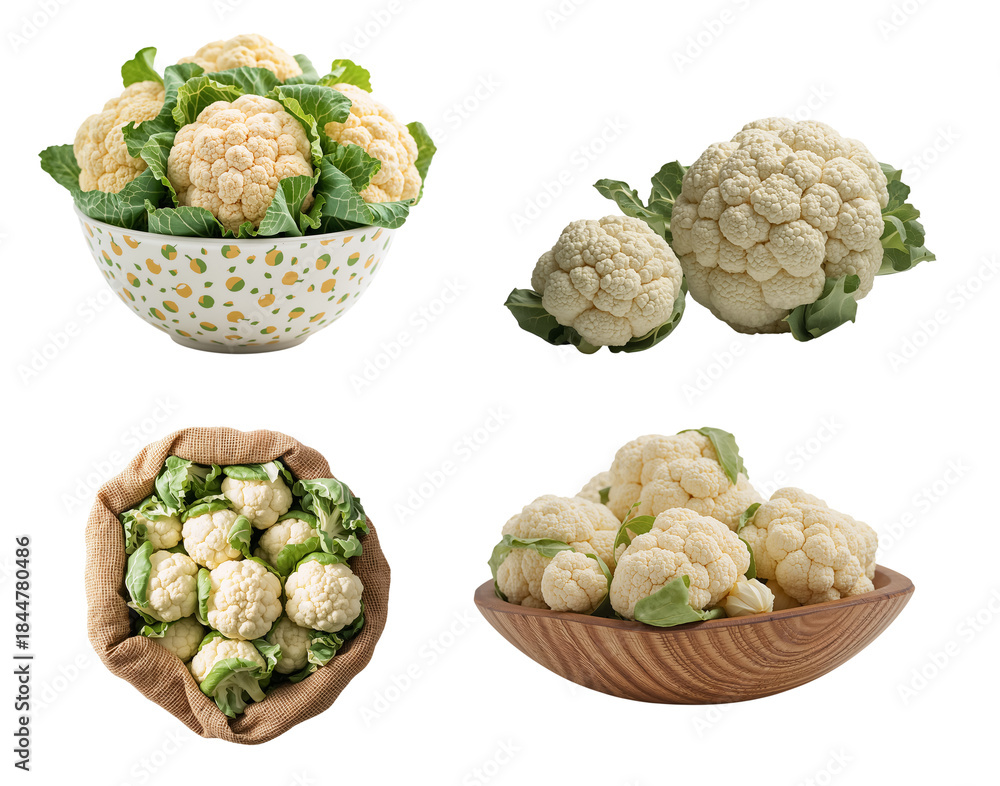 Fototapeta premium Ripe cauliflower isolated on transparent background