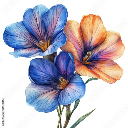 watercolor painting of Nemesia Flower graphic, isolated on a white background.