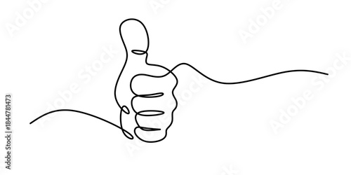 Continuous single line drawing of like icon. Thumb up one line drawing. Thumb up icon. Vector illustration, Hand showing like and great sign in simple linear style. Top icon