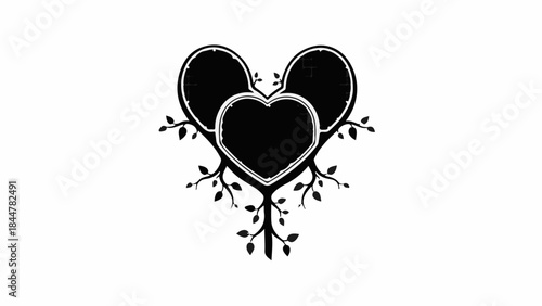 Heart shaped frame with tree branches, symbolizing love and growth