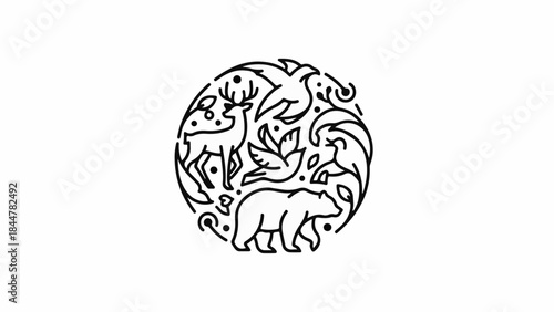 Circle of life illustration featuring diverse wildlife in harmonious design