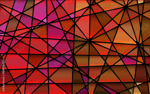 abstract vector stained-glass mosaic background - red and brown