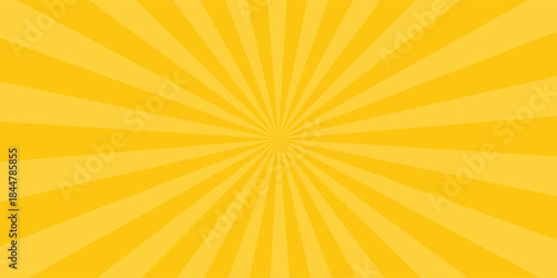 Orange Sunburst Pattern with yellow Background. Rays. Radial. Summer Banner. Exploding star burst texture japanese radius cartoon pattern abstract eps editable vector